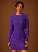Women's Cable Knit Sweater Dress - Long Sleeve Mini Dress | Areleon