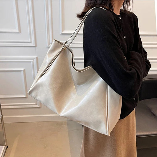 Annika Retro Faux Leather Tote Bag