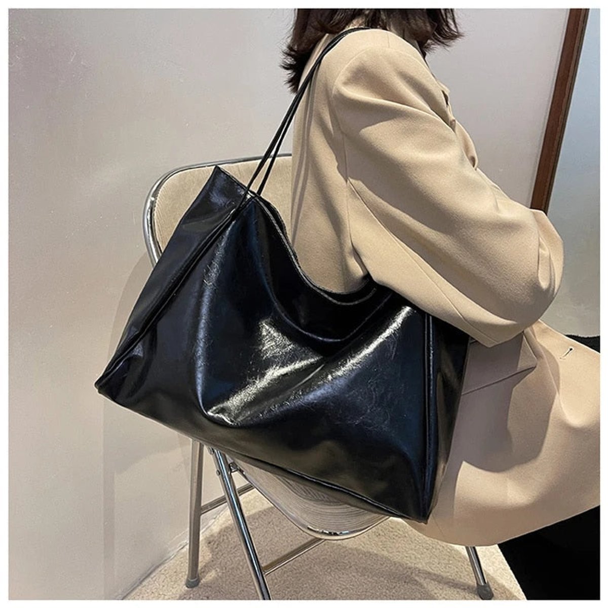 Annika Retro Faux Leather Tote Bag