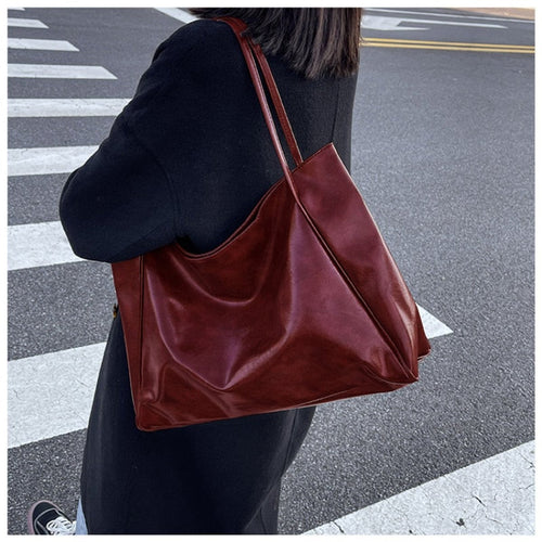 Annika Retro Faux Leather Tote Bag