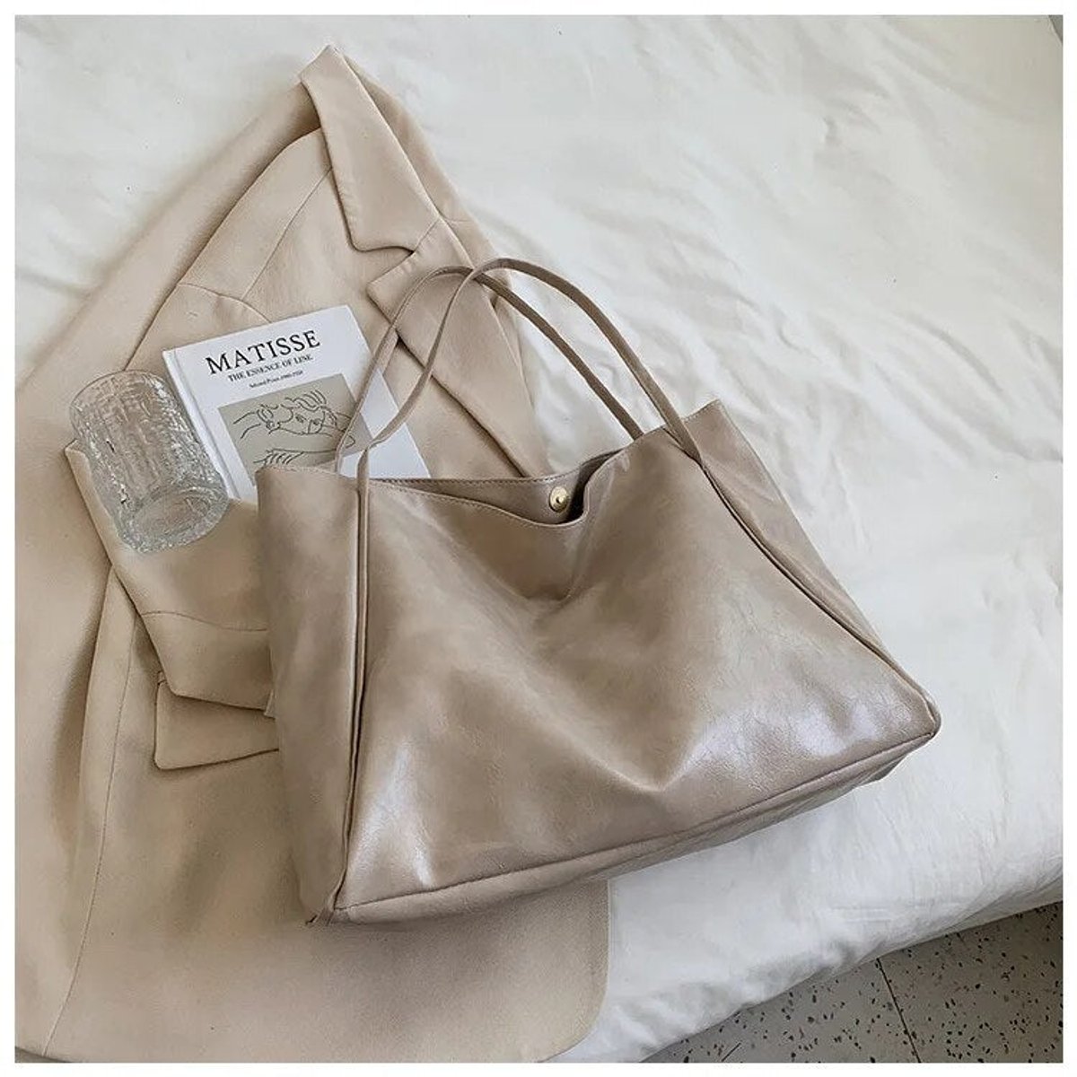 Annika Retro Faux Leather Tote Bag