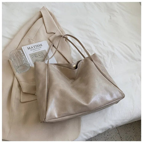 Annika Retro Faux Leather Tote Bag