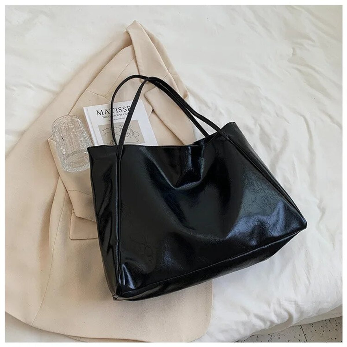 Annika Retro Faux Leather Tote Bag