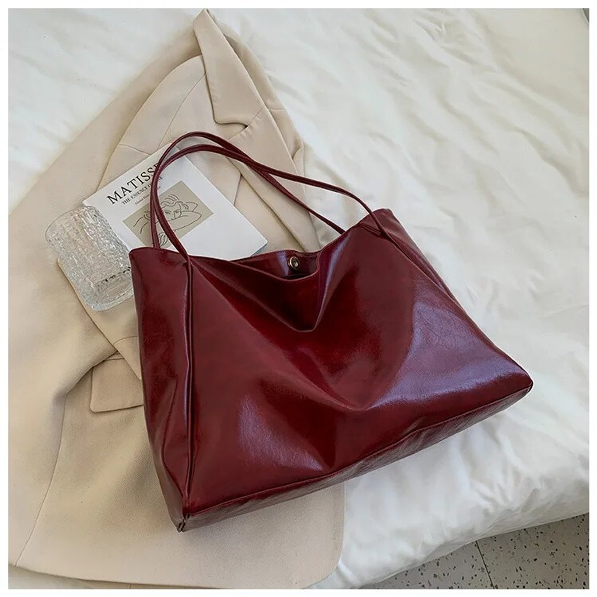 Annika Retro Faux Leather Tote Bag