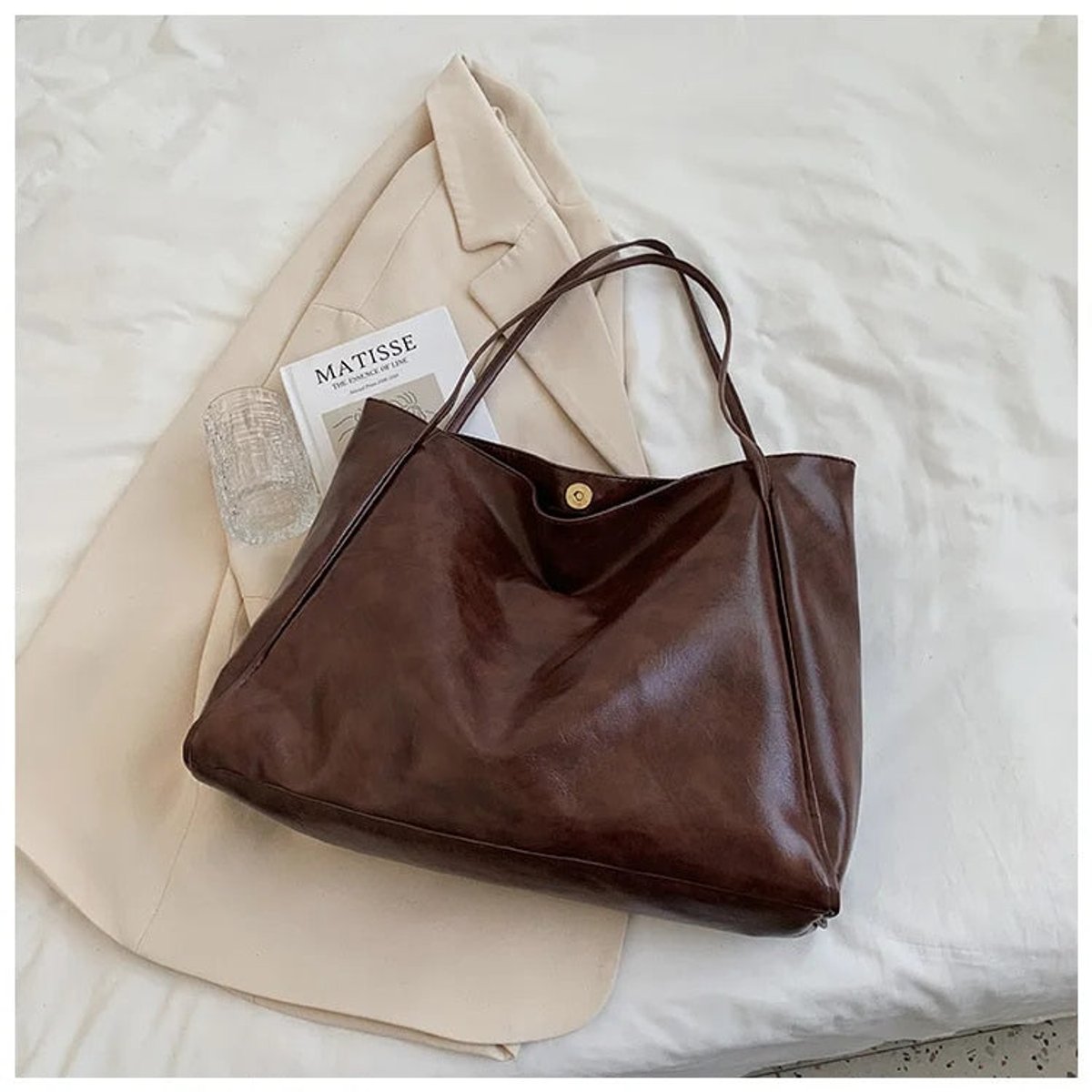 Annika Retro Faux Leather Tote Bag