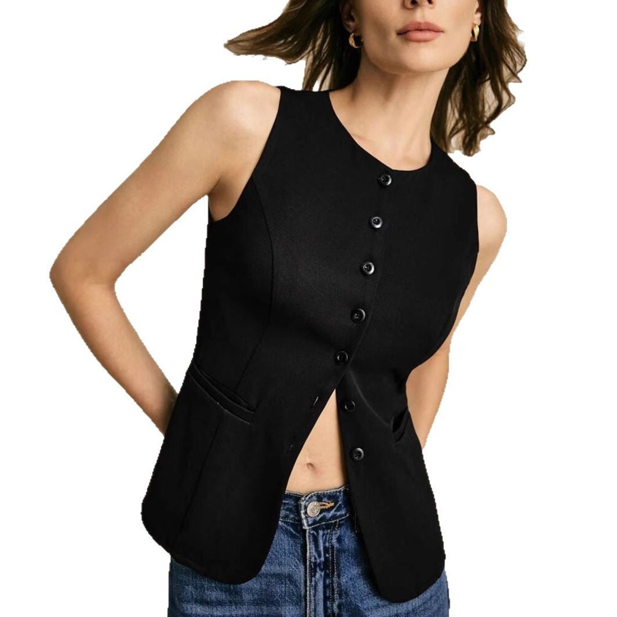 Nora Tailored Button-Front Vest