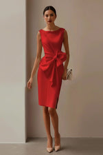 Elisabeth Sleeveless Bow Midi Dress with Leg Slit