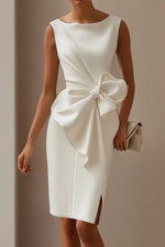 Elisabeth Sleeveless Bow Midi Dress with Leg Slit