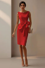 Elisabeth Sleeveless Bow Midi Dress with Leg Slit