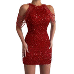 Hannah Sequin Shoulder Chain Mini Dress