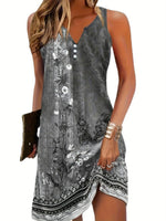 Nora Sleeveless V-Neck Artistic Print Mini Dress
