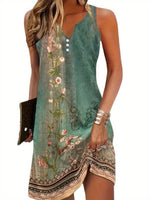 Nora Sleeveless V-Neck Artistic Print Mini Dress