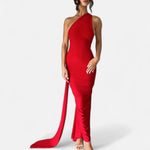Lara One-Shoulder Halter Maxi Dress