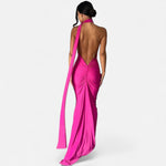 Lara One-Shoulder Halter Maxi Dress
