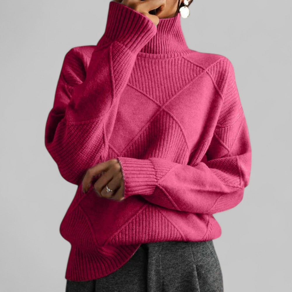 Barbara Oversized Patterned Turtleneck Sweater