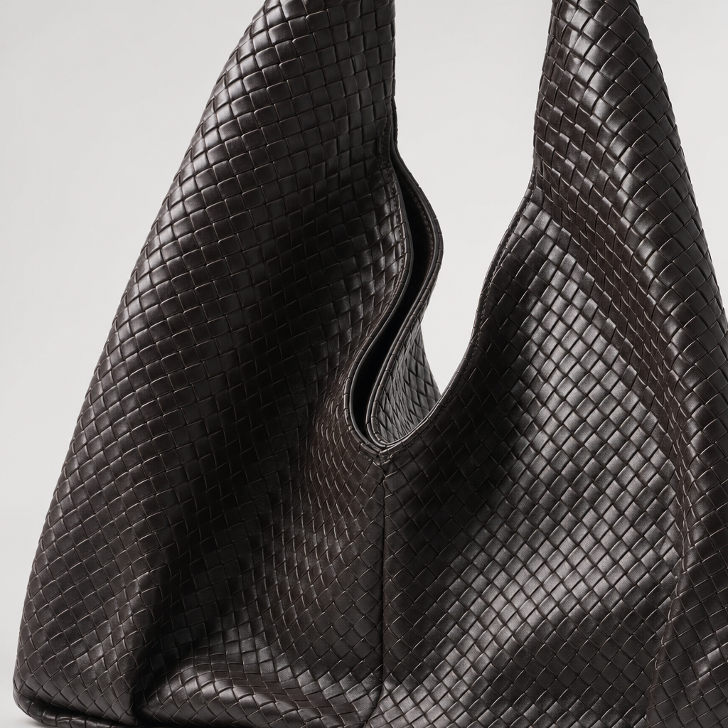 Close-up of the woven finish on the Rushmere Slouch Hobo