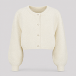 Sable puff sleeve knit cardigan in ivory, product shot