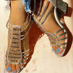 Isabella Strappy Open-Toe Block Heel Sandals