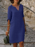 Natalie Elegant Midi Dress with Notch Neckline