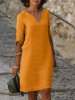 Natalie Elegant Midi Dress with Notch Neckline