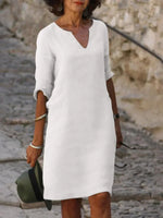 Natalie Elegant Midi Dress with Notch Neckline