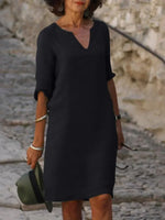 Natalie Elegant Midi Dress with Notch Neckline