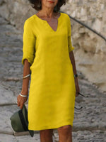 Natalie Elegant Midi Dress with Notch Neckline