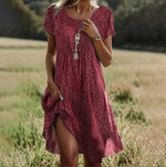 Katharina Printed Short-Sleeve Midi Dress