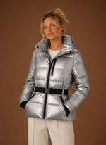 Women's Puffer Jacket - Hooded Metallic Winter Coat | Areleon