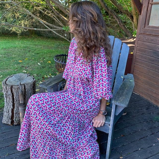 Flora | Puff Sleeve Boho Printed V-Neck Maxi Dress