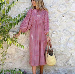 Flora | Puff Sleeve Boho Printed V-Neck Maxi Dress