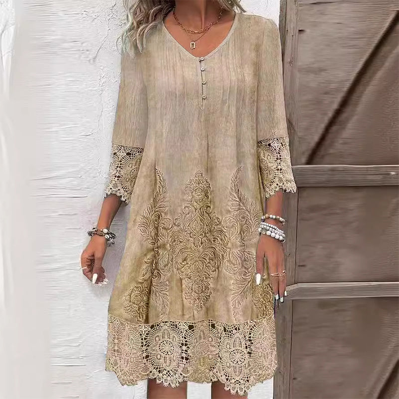 Greta Vintage Lace Trim Shift Dress