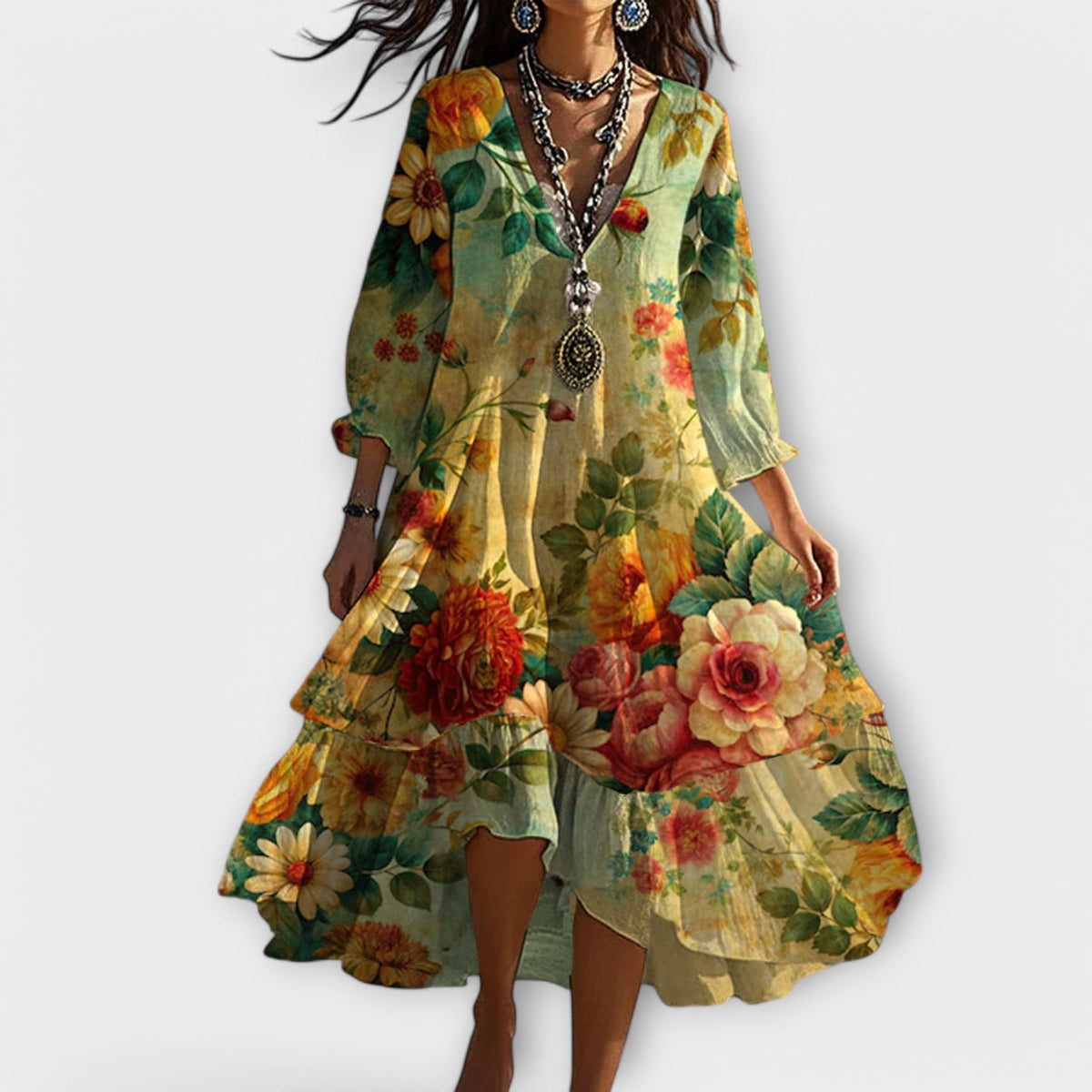 Eva Vintage Boho V-Neck Summer Dress