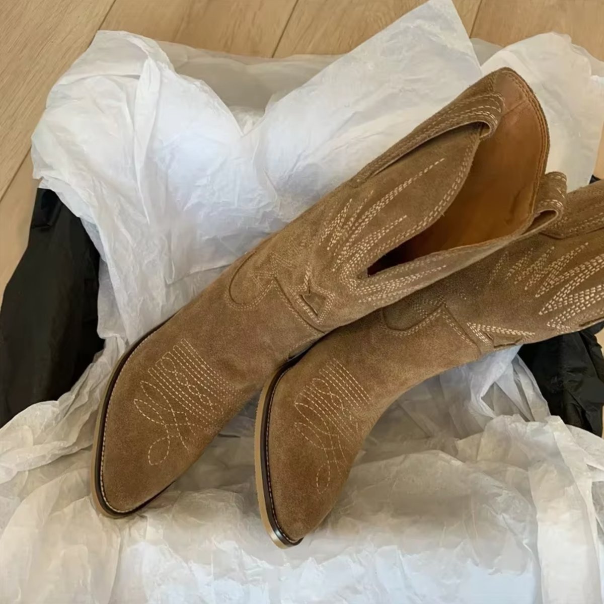 Charlotte Embroidered Suede Cowboy Boots