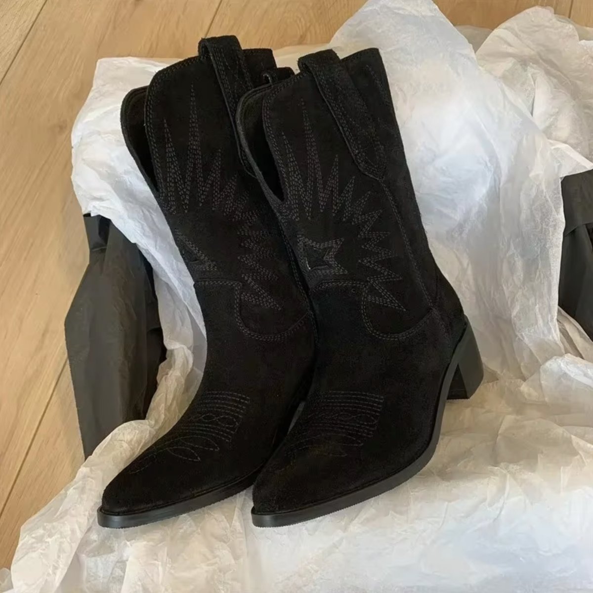 Charlotte Embroidered Suede Cowboy Boots