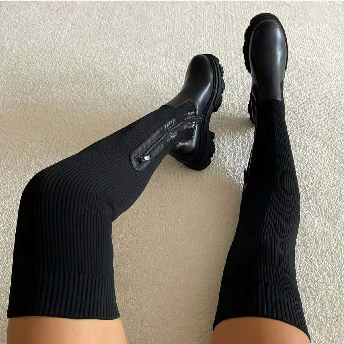 Elfriede Stretch Platform Over-the-Knee Boots