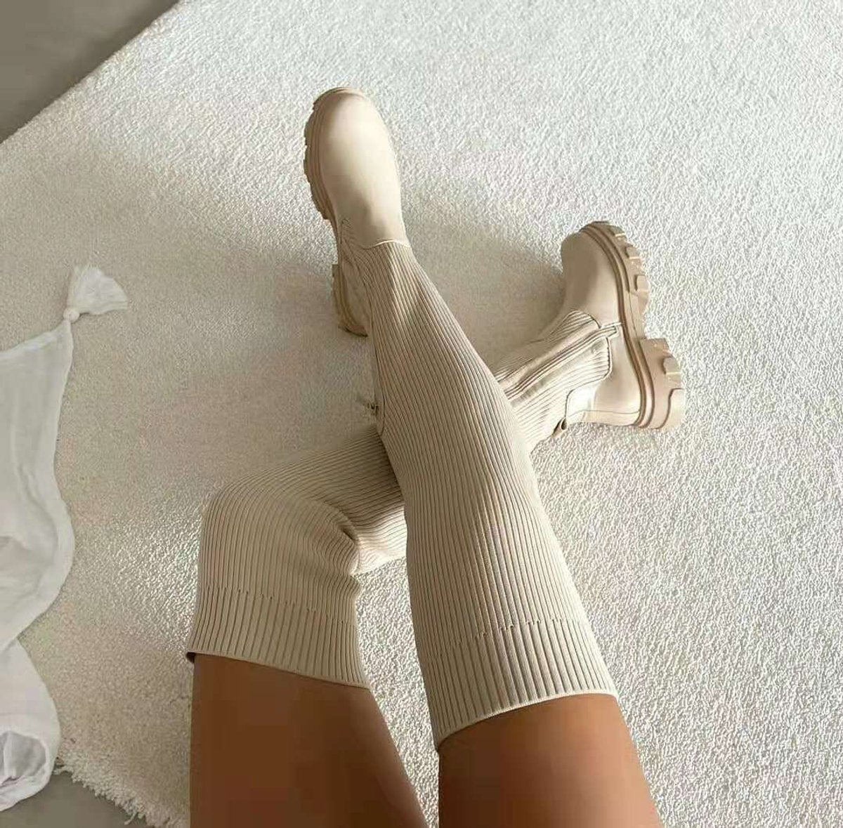 Elfriede Stretch Platform Over-the-Knee Boots
