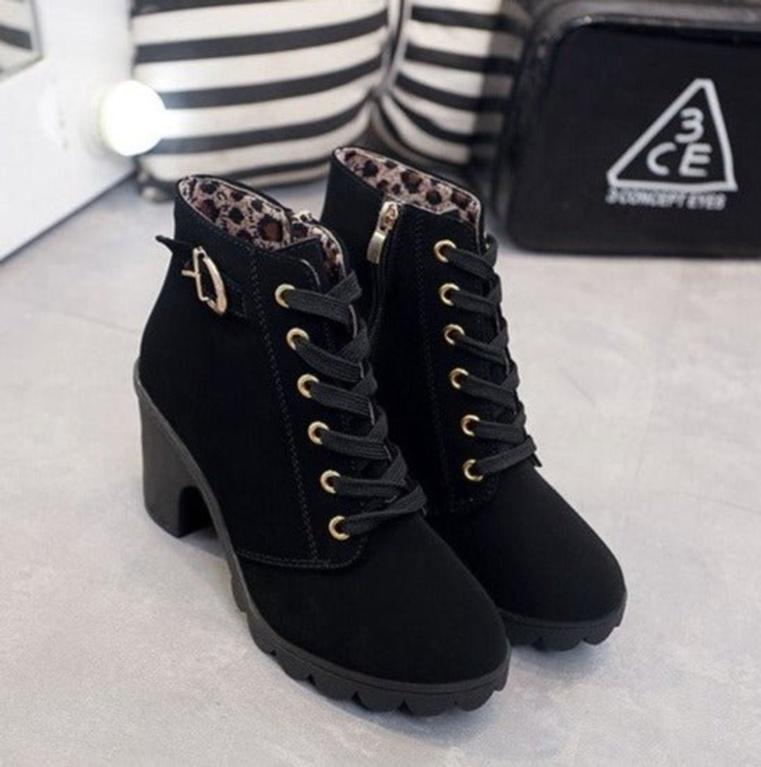 Nora Lace-Up Block Heel Suede-Look Boots