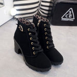 Nora Lace-Up Block Heel Suede-Look Boots