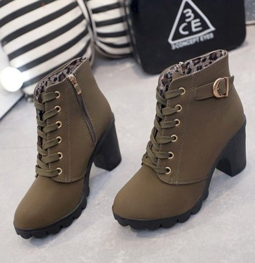 Nora Lace-Up Block Heel Suede-Look Boots