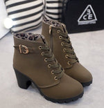 Nora Lace-Up Block Heel Suede-Look Boots