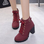Nora Lace-Up Block Heel Suede-Look Boots