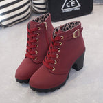 Nora Lace-Up Block Heel Suede-Look Boots