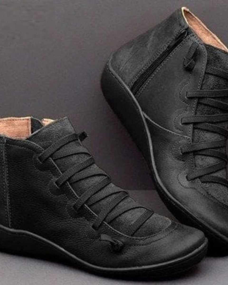 Frieda Lace-Up Leather Ankle Boots