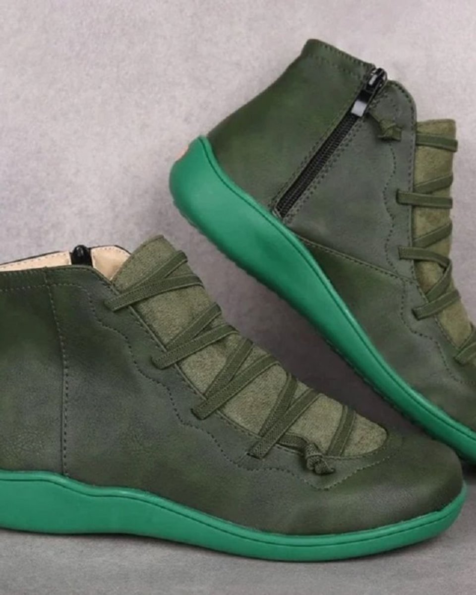 Frieda Lace-Up Leather Ankle Boots