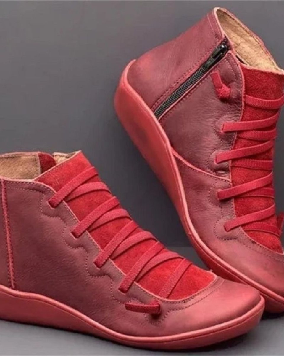 Frieda Lace-Up Leather Ankle Boots