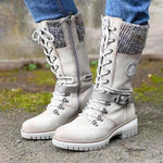 Hannah Water-Resistant Knit Cuff Lace-Up Boots