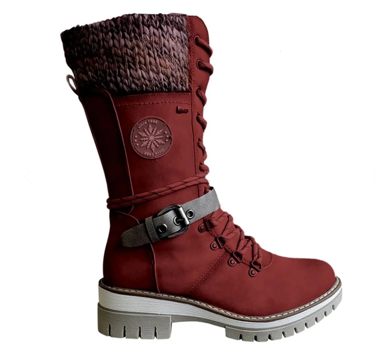 Hannah Water-Resistant Knit Cuff Lace-Up Boots