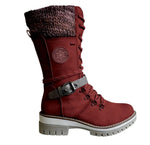Hannah Water-Resistant Knit Cuff Lace-Up Boots