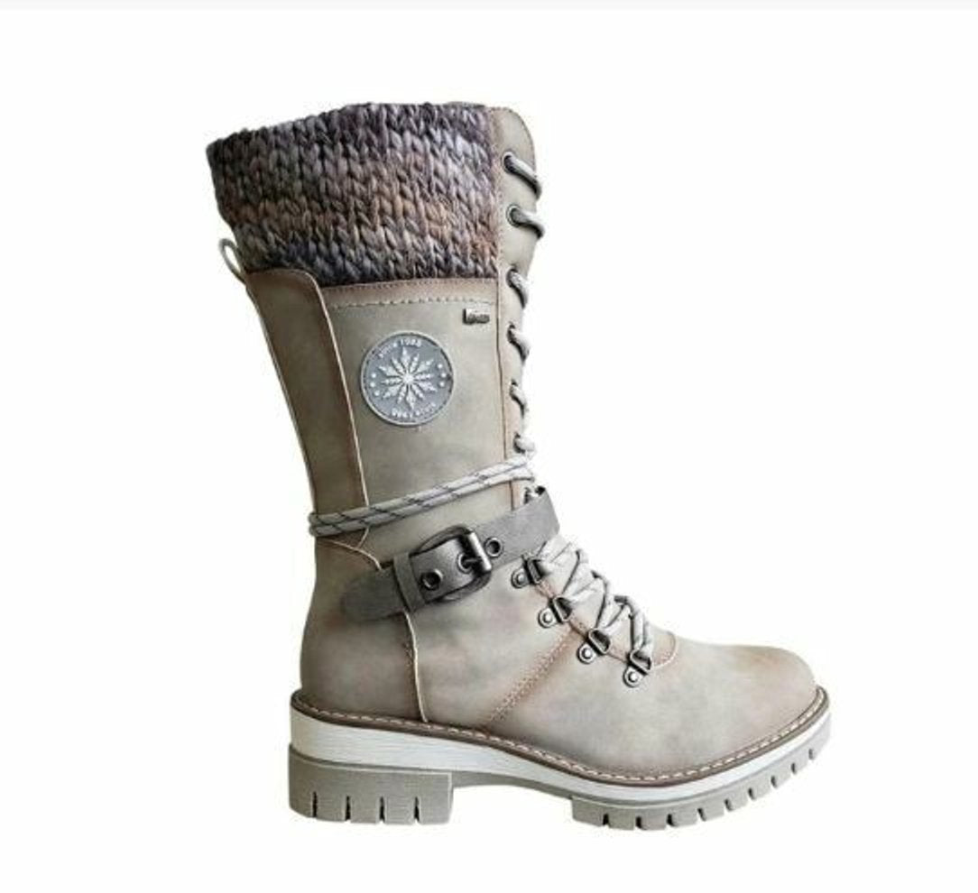 Hannah Water-Resistant Knit Cuff Lace-Up Boots